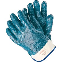 Memphis Gloves® Predator® Fully Coated Gloves, Nitrile, Lined Safety Cuff, Large, Blue, 12 Pair/Box