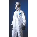 DuPont® Tyvek® Coverall, 4XL Size, Attached Hood, Front Zipper, White, Serged Seams, 25/CT