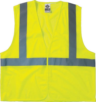 Ergodyne GloWear Class 2 Economy Vest, Polyester Mesh, S/M Size, Hook & Loop, Lime (21023)