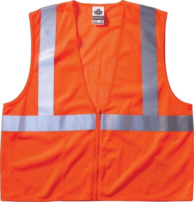 Ergodyne GloWear 8210Z High Visibility Sleeveless Safety Vest, ANSI Class R2, L/XL, Orange (21045)