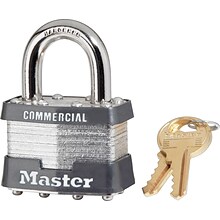 Master Lock® Tumbler Padlocks, 4 Pin, Laminated Steel, Keyed Different, Commercial Carded, 4/Box