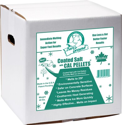 Bare Ground Pet-Friendly Coated Salt/Calcium Chloride Pellets Ice Melt, 40 lbs./Box (BGCSCA-40)
