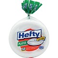 Hefty® Soak Proof Round Foam Plate, 3 Comp, 8 7/8(Dia), White, 50/Pack