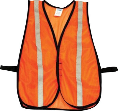 North® Economical Mesh Traffic Vests, Polyester Mesh, One Size, Hook & Loop, Orange, 5/Pack