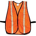 North® Economical Mesh Traffic Vests, Polyester Mesh, One Size, Hook & Loop, Orange, 5/Pack