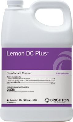Brighton Professional™ Lemon DC Plus™ Disinfectant Cleaner, Lemon Scent, 1 Gallon, 4/Ct