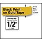 Brother P-touch M-831 Label Maker Tape, 1/2" x 26-2/10', Black on Gold (M-831)