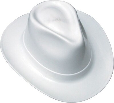 OccuNomix Polyethylene 6-Point Ratchet Suspension Full Brim Hard Hat, White (VCB200-WE)
