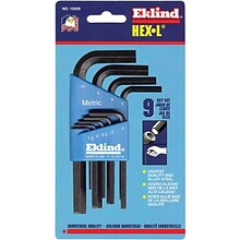 Eklind® Hex-L® Key Sets, Long Arm Metric L-Wrench, 9 piece