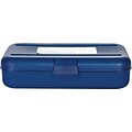 Staples® Translucent Pencil Boxes, Blue, 2 1/4H x 5 5/8W x 8 1/4L