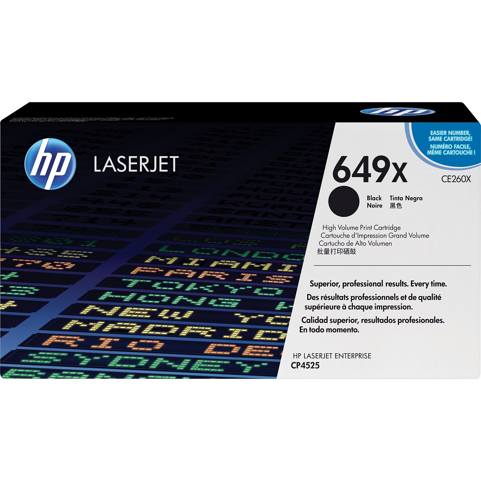 HP 649X Black High Yield Toner Cartridge, Prints Up to 17,000 Pages (CE260X)