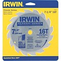 Irwin® Tools Carbide-Tipped Circular Saw Blade, Trim & Finish, 7-1/4, 40 TPI