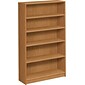 HON® 1870 Series Square-Edge Laminate Bookcases, 60-1/8"H, 5 Shelves, Harvest