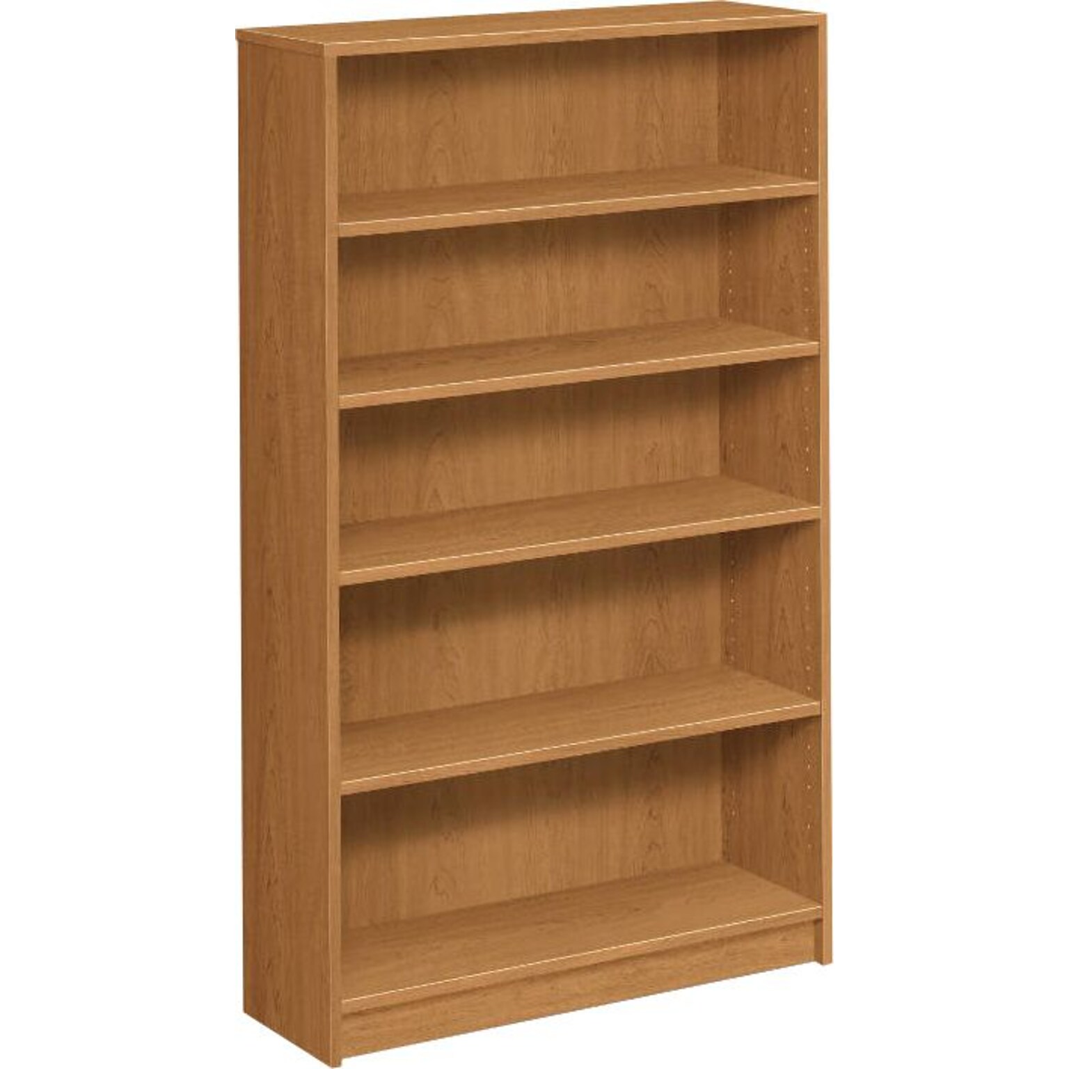HON® 1870 Series Square-Edge Laminate Bookcases, 60-1/8H, 5 Shelves, Harvest