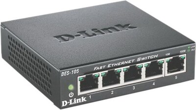 D-Link® DES-105 Metal Desktop Switch; 5 Ports