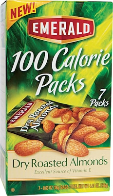 Emerald Dry Roasted Almonds, 100 Calorie Pack, 7/PK