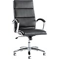 Neratoli High-Back Swivel/Tilt Chair, Black Soft-Touch Leather, Chrome Frame