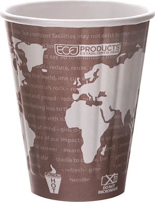Eco-Products® World Art™ Insulated Compostable Hot Cup, 8 oz., Maroon, 800/Carton (ECOEPBNHC8WD)