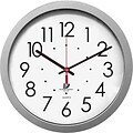 Quartz Flat Rim Clock, 13-1/4, Silver