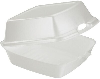 Dart® Sandwich Foam Hinged Carryout Container 6”, White, 500/Carton (60HT1)