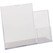 Superior Image Sign Holder, Slanted, Plastic, Letter Size - 8-1/2x11, with 4 Side Pocket, Clear
