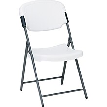 Rough n Ready Polyethylene Folding Chair with Steel Frame, Platinum
