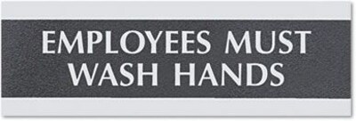 Century Series Office Signs, Employees Must Wash Hands, 9x 1/2x 3 (4782)