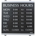 Business Hours Sign, 14x13, Black/Silver, Caution Sign