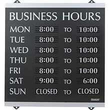 Business Hours Sign, 14x13, Black/Silver, Caution Sign