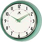 Infinity Instruments Home Essential Retro Wall Clock, Green Steel, 9.5" (10940-GREEN)