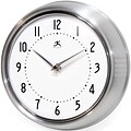 Infinity Instruments Home Essential Retro Iron Wall Clock, Silver Glass Finish, 9.5 Diameter