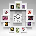 Infinity Instruments Modern Picture Frame Wall Clock, White Resin Case, Square, 15.75 Diameter