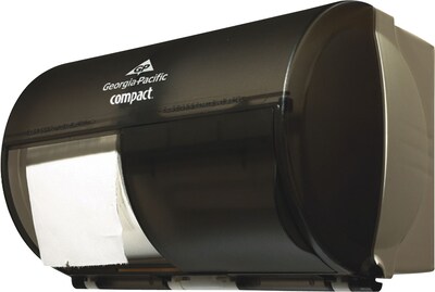 Georgia Pacific® Compact Plastic Coreless Double Roll Tissue Dispenser, Translucent Smoke/Gray, 7.12(H) x 10.12(W)