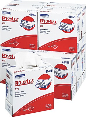 Kimberly-Clark® Wypall® X70 Hydroknit Wipe, Unscented, White, 16.8"(W) x 9.1"(L)