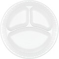 Dart® Concorde® Non-Laminated Round Foam Compartmented Plate; 9(Dia); White; 125/Pack; 500/Carton