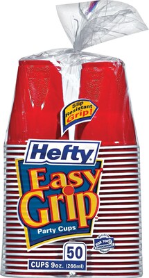 Hefty® Easy Grip® Disposable Plastic Party Cup, 9 oz., Red, 50/Pack