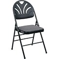 COSCO Bridgeport™ Fanfare™ Fabric Padded Seat Deluxe Molded Back Folding Chair, Kinnear Black