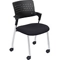 Spry Series Guest Chair w/Casters, Plastic Back/Fabric Seat, Black/Chrome