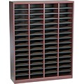 Safco E-Z Stor® Wood Literature Organizer, 60 Compartments, Mahogany, 53 1/4H x 40W x 11 3/4D