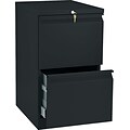 HON Brigade 2-Drawer Mobile Vertical File Cabinet, Letter Size, Lockable, 28H x 15W x 19.875D, Bl