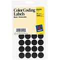 Avery Removable Self-Adhesive Color-Coding Round Labels, 28 Labels Per Sheet, Black, 3/4 Diameter,