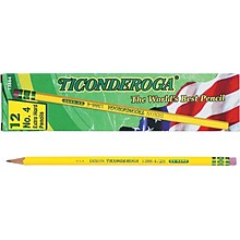 Ticonderoga® Woodcase Pencil, 2H, No. 4, Yellow Barrel, 12/Pack