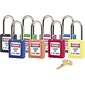 Master Lock® Safety Tumbler Padlocks, 6 Pin, Xenoy, Green, Keyed Different, 6/Box