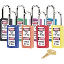 Master Lock® Safety Lockout Padlock, 6 pin, Xenoy, Red, 6/BX