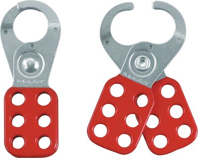 Master Lock® Safety Lockout Hasps, Steel, Red, 1 Jaw Diameter, 1/Each