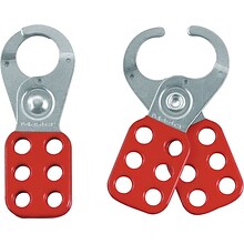 Master Lock® Safety Lockout Hasps, Steel, Red, 1 Jaw Diameter, 1/Each