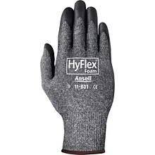 Ansell® HyFlex® Coated Gloves, Foam Nitrile, Knit-Wrist Cuff, Size 10, Grey, 12 Pair/Box