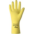 Ansell® Latex Gloves, Natural Latex, Pinked Cuff, Size 10, Yellow, 12 Pair/Box