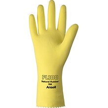 Ansell® Latex Gloves, Natural Latex, Pinked Cuff, Size 10, Yellow, 12 Pair/Box