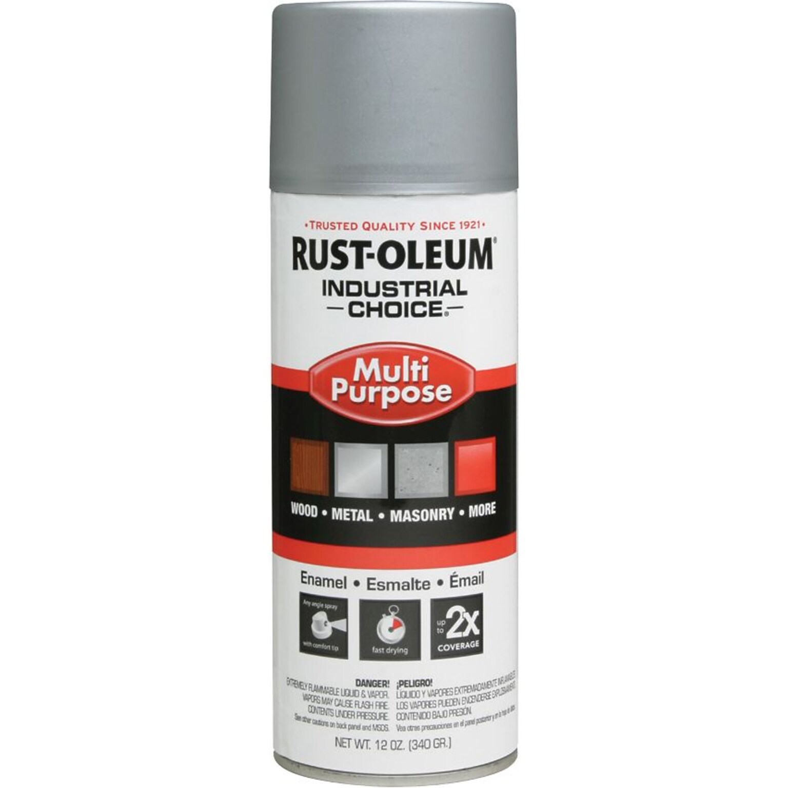 Rust-Oleum® Industrial Choice 1600 System Enamel Aerosols, Multi-Purpose Spray Paint, Black, 6/Case